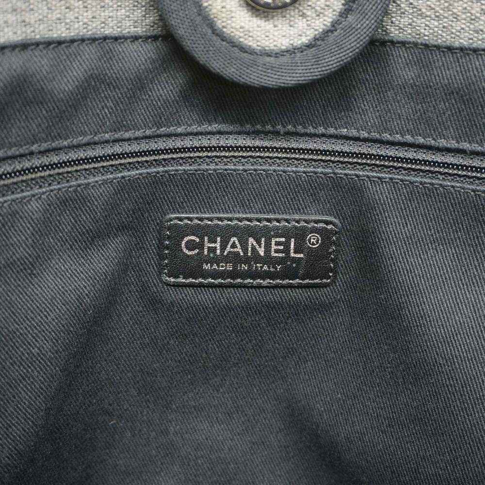 CHANEL Black Canvas Deauville Tote Bag - Picture 5 of 9